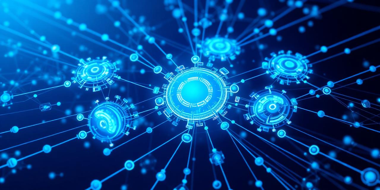 Multiple AI agents collaborating in a network showing coordination between specialized autonomous systems